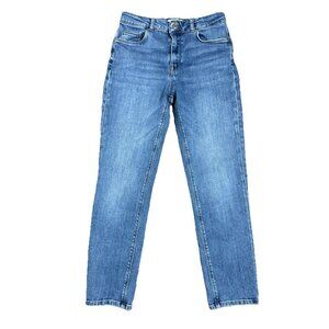 REISS Bailey Sz 27 Mid Rise Slim Straight Cut Jeans Blue Medium Denim Cropped